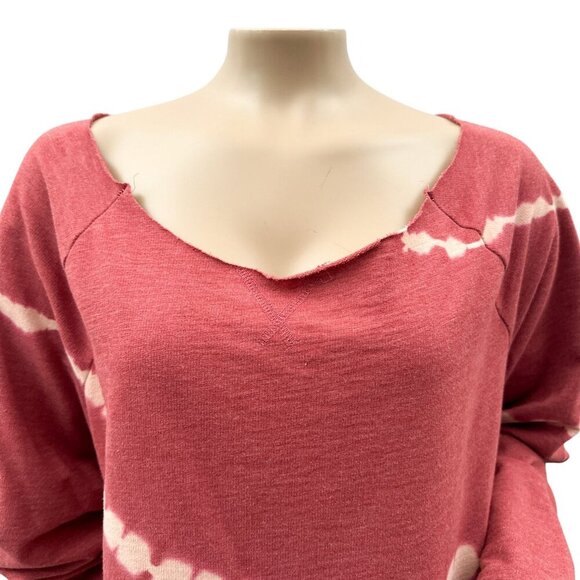 Custom Tie Dye Red Slouchy Scoop Neck Long Sleeves‎ Everyday Sweatshirt Women L - Picture 9 of 9